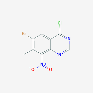 molecular formula C9H5BrClN3O2 B8553779 6-Bromo-4-chloro-7-methyl-8-nitroquinazoline 