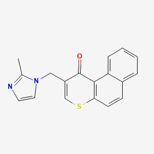 molecular formula C18H14N2OS B8553932 1H-Naphtho[2,1-b]thiopyran-1-one, 2-[(2-methyl-1H-imidazol-1-yl)methyl]- 