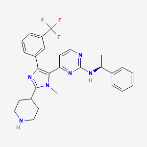 molecular formula C28H29F3N6 B8553936 4-[5-[2-(1-Phenyl-ethylamino)-pyrimidin-4-YL]-1-methyl-4-(3-trifluoromethylphenyl)-1H-imidazol-2-YL]-piperidine 