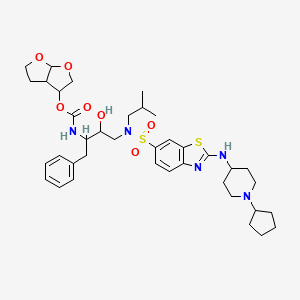 molecular formula C38H53N5O7S2 B8554000 (1-Benzyl-3-{[2-(1-cyclopentyl-piperidin-4-ylamino)-benzothiazole-6-sulfonyl]-isobutyl-amino}-2-hydroxy-propyl)-carbamic acid hexahydro-furo[2,3-b]furan-3-yl ester 