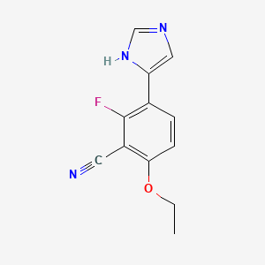 molecular formula C12H10FN3O B8554155 6-ethoxy-2-fluoro-3-(1H-imidazol-4-yl)-benzonitrile 