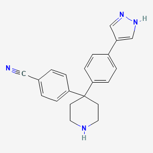 molecular formula C21H20N4 B8554200 4-{-4-[4-(1H-Pyrazol-4-yl)-phenyl]-piperidin-4-yl}-benzonitrile CAS No. 857532-06-0