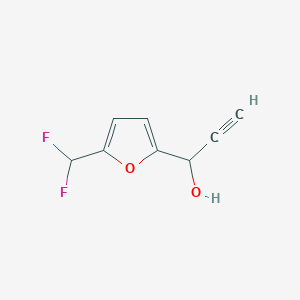molecular formula C8H6F2O2 B8554409 2-Furanmethanol, 5-(difluoromethyl)-alpha-ethynyl- 