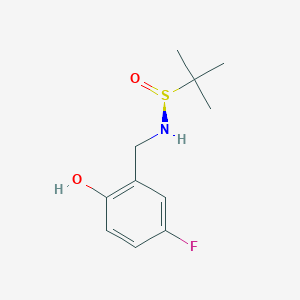 molecular formula C11H16FNO2S B8554475 (S)-N-(5-fluoro-2-hydroxybenzyl)-2-methylpropane-2-sulfinamide 