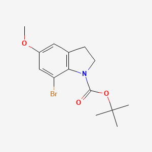 molecular formula C14H18BrNO3 B8554494 1h-Indole-1-carboxylic acid,7-bromo-2,3-dihydro-5-methoxy-,1,1-dimethylethyl ester 