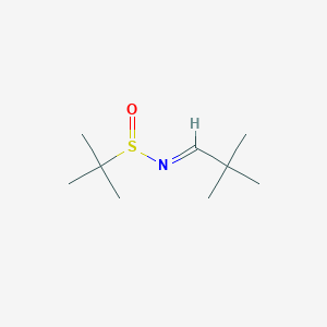 molecular formula C9H19NOS B8554522 (R,E)-N-(2,2-dimethylpropylidene)-2-methylpropane-2-sulfinamide 