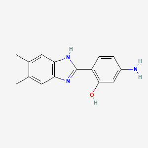 molecular formula C15H15N3O B8554586 5-Amino-2-(5,6-dimethyl-1H-benzo[d]imidazol-2-yl)phenol 
