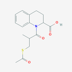 molecular formula C16H19NO4S B8554885 2-Quinolinecarboxylic acid,1-[3-(acetylthio)-2-methyl-1-oxopropyl]-1,2,3,4-tetrahydro- 
