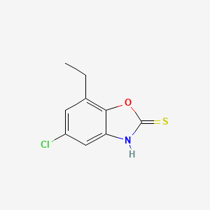 molecular formula C9H8ClNOS B8554930 5-Chloro-7-ethyl-2-mercaptobenzoxazole 