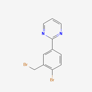 molecular formula C11H8Br2N2 B8555173 2-[4-Bromo-3-(bromomethyl)phenyl]-pyrimidine 