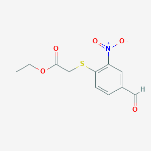 molecular formula C11H11NO5S B8555225 Ethyl 2-[(4-formyl-2-nitrophenyl)sulfanyl]acetate 
