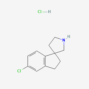 molecular formula C12H15Cl2N B8555543 5-Chloro-2,3-dihydrospiro[indene-1,3'-pyrrolidine] hydrochloride 