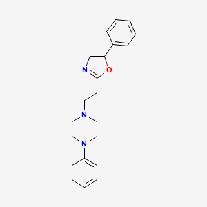 molecular formula C21H23N3O B8555548 Piperazine,1-phenyl-4-[2-(5-phenyl-2-oxazolyl)ethyl]- 
