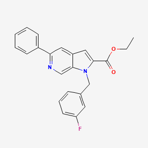 molecular formula C23H19FN2O2 B8555636 1h-Pyrrolo[2,3-c]pyridine-2-carboxylic acid,1-[(3-fluorophenyl)methyl]-5-phenyl-,ethyl ester 