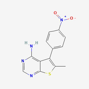 molecular formula C13H10N4O2S B8555657 6-Methyl-5-(4-nitrophenyl)thieno[2,3-d]pyrimidin-4-amine CAS No. 605661-12-9