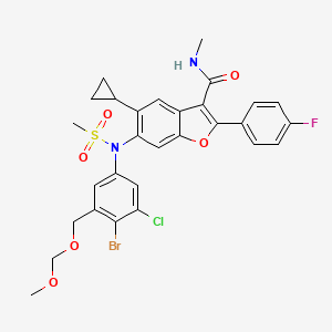 molecular formula C29H27BrClFN2O6S B8555695 6-(N-(4-bromo-3-chloro-5-((methoxymethoxy)methyl)phenyl)methanesulfonamido)-5-cyclopropyl-2-(4-fluorophenyl)-N-methylbenzofuran-3-carboxamide 