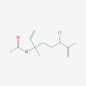 molecular formula C12H19ClO2 B8555832 6-Chloro-7-methylene-3-methyl-1-octen-3-yl acetate 
