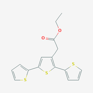 molecular formula C16H14O2S3 B8555861 Ethyl 2-(2,5-di(thiophen-2-yl)thiophen-3-yl)acetate CAS No. 163463-80-7