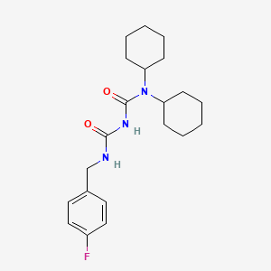 molecular formula C21H30FN3O2 B8555867 1,1-Bis-(cyclohexyl)-5-(4-fluorobenzyl) biuret CAS No. 919775-30-7
