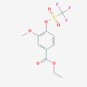 molecular formula C11H11F3O6S B8555894 Ethyl 3-methoxy-4-[[(trifluoromethyl)sulfonyl]oxy]benzoate 