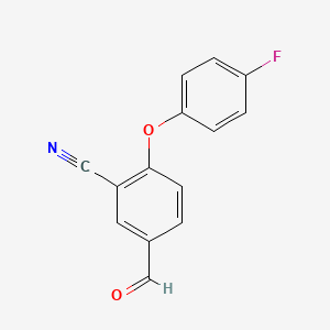 molecular formula C14H8FNO2 B8555908 2-(4-Fluorophenoxy)-5-formylbenzonitrile 