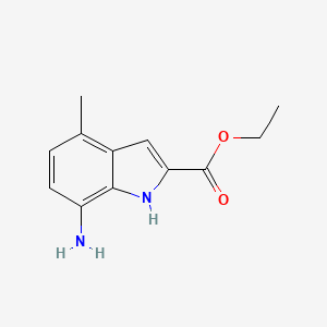 molecular formula C12H14N2O2 B8555939 ethyl 7-amino-4-methyl-1H-indole-2-carboxylate 