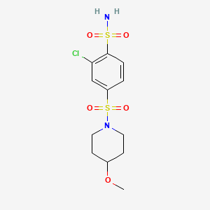 molecular formula C12H17ClN2O5S2 B8556225 2-Chloro-4-(4-methoxypiperidinosulphonyl)benzene sulphonamide CAS No. 52295-48-4