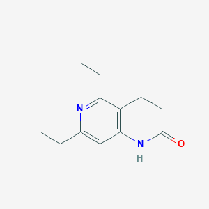 molecular formula C12H16N2O B8556310 5,7-diethyl-3,4-dihydro-1,6-naphthyridin-2(1H)-one 