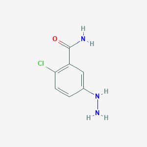 molecular formula C7H8ClN3O B8556331 5-Hydrazino-2-chloro-benzamide 
