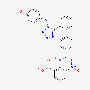 molecular formula C30H26N6O5 B8556338 methyl 2-(((2'-(1-(4-methoxybenzyl)-1H-tetrazol-5-yl)-[1,1'-biphenyl]-4-yl)methyl)amino)-3-nitrobenzoate 