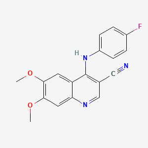 molecular formula C18H14FN3O2 B8556368 4-(4-Fluorophenylamino)-6,7-dimethoxyquinoline-3-carbonitrile 