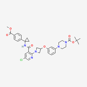 Tert-butyl 4-(3-((1-(5-chloro-3-((1-(4-(methoxycarbonyl)phenyl)cyclopropyl)carbamoyl)pyridin-2-yl)azetidin-3-yl)oxy)phenyl)piperazine-1-carboxylate