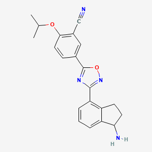 5-[3-(1-amino-2,3-dihydro-1H-inden-4-yl)-1,2,4-oxadiazol-5-yl]-2-propan-2-yloxybenzonitrile