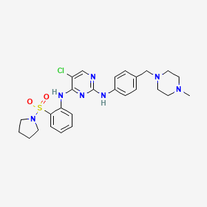 molecular formula C26H32ClN7O2S B8556558 5-chloro-N2-(4-((4-methylpiperazin-1-yl)methyl)phenyl)-N4-(2-(pyrrolidin-1-ylsulfonyl)phenyl)pyrimidine-2,4-diamine 