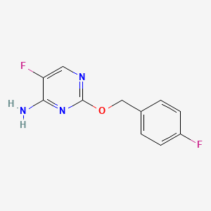 molecular formula C11H9F2N3O B8556594 5-Fluoro-2-(4-fluorobenzyloxy)pyrimidin-4-amine 