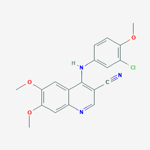 molecular formula C19H16ClN3O3 B8556617 4-[(3-Chloro-4-methoxyphenyl)amino]-6,7-dimethoxyquinoline-3-carbonitrile 