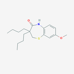 molecular formula C18H27NO2S B8556635 3,3-Dibutyl-8-methoxy-2,3-dihydrobenzo[b][1,4]thiazepin-4(5H)-one 