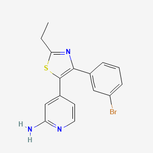 molecular formula C16H14BrN3S B8556682 4-[4-(3-Bromophenyl)-2-ethyl-1,3-thiazol-5-yl]pyridin-2-amine CAS No. 365430-31-5