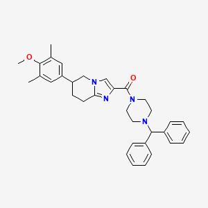 (4-Benzhydrylpiperazin-1-yl)(6-(4-methoxy-3,5-dimethylphenyl)-5,6,7,8-tetrahydroimidazo[1,2-a]pyridin-2-yl)methanone