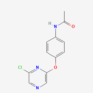 molecular formula C12H10ClN3O2 B8556997 2-Chloro-6-(4-acetamidophenyl-oxy)-pyrazine 