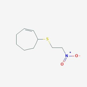 molecular formula C9H15NO2S B8557121 3-[(2-Nitroethyl)sulfanyl]cyclohept-1-ene CAS No. 68280-91-1