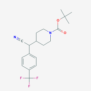 molecular formula C19H23F3N2O2 B8557158 Tert-butyl 4-(cyano(4-(trifluoromethyl)phenyl)methyl)piperidine-1-carboxylate 