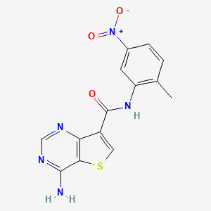 molecular formula C14H11N5O3S B8557159 4-Amino-N-(2-methyl-5-nitrophenyl) thieno[3,2-d]pyrimidine-7-carboxamide 