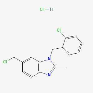 molecular formula C16H15Cl3N2 B8557196 1h-Benzimidazole,6-(chloromethyl)-1-[(2-chlorophenyl)methyl]-2-methyl-,hydrochloride 
