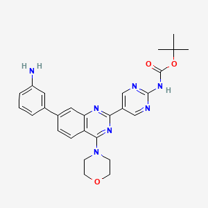 molecular formula C27H29N7O3 B8557472 Tert-butyl (5-(7-(3-aminophenyl)-4-morpholinoquinazolin-2-yl)pyrimidin-2-yl)carbamate 
