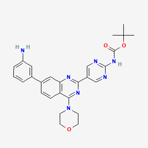 molecular formula C27H29N7O3 B8557472 tert-butyl N-[5-[7-(3-aminophenyl)-4-morpholin-4-ylquinazolin-2-yl]pyrimidin-2-yl]carbamate 