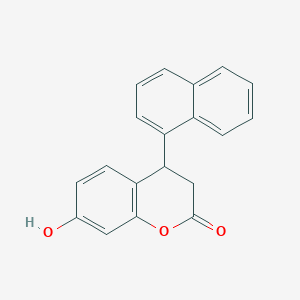 molecular formula C19H14O3 B8557607 3,4-Dihydro-7-hydroxy-4-(1-naphthyl)coumarin CAS No. 62071-59-4