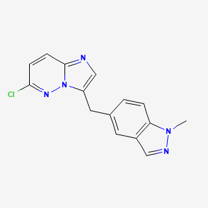 molecular formula C15H12ClN5 B8557814 6-Chloro-3-((1-methyl-1H-indazol-5-yl)methyl)imidazo[1,2-b]pyridazine 