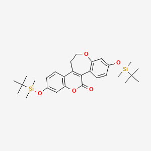 molecular formula C29H40O5Si2 B8557847 5,11-Bis{[tert-butyl(dimethyl)silyl]oxy}-1,2-dihydro-8H-[1]benzopyrano[4,3-d][1]benzoxepin-8-one CAS No. 554430-43-2