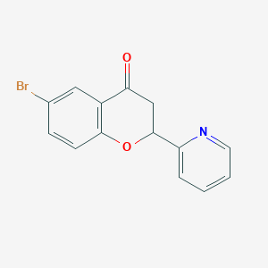 molecular formula C14H10BrNO2 B8557929 6-Bromo-2-(pyridin-2-YL)chroman-4-one 